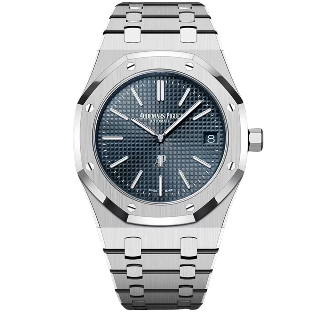 Silver Audemars Piguet With Blue Dial