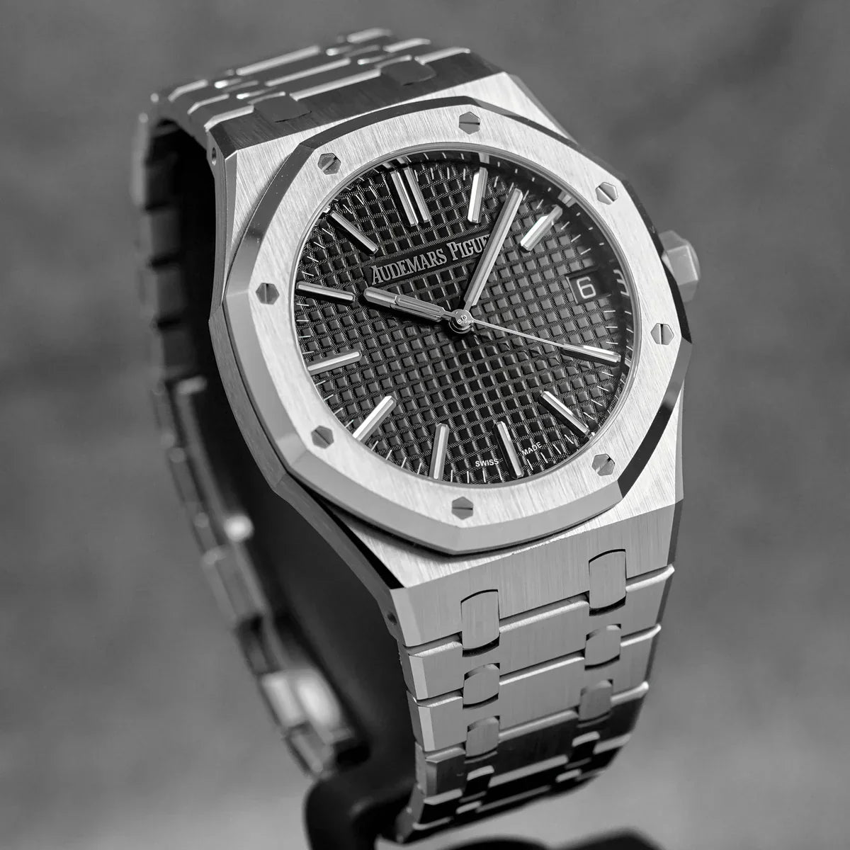 Silver Audemars Piguet With Black Dial