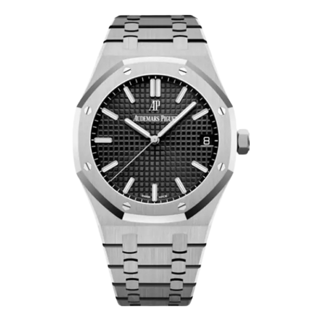 Silver Audemars Piguet With Black Dial