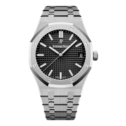 Silver Audemars Piguet With Black Dial