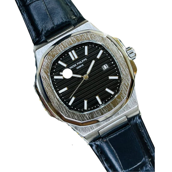 Patek Philippe With Black Dial (Leather Strap)