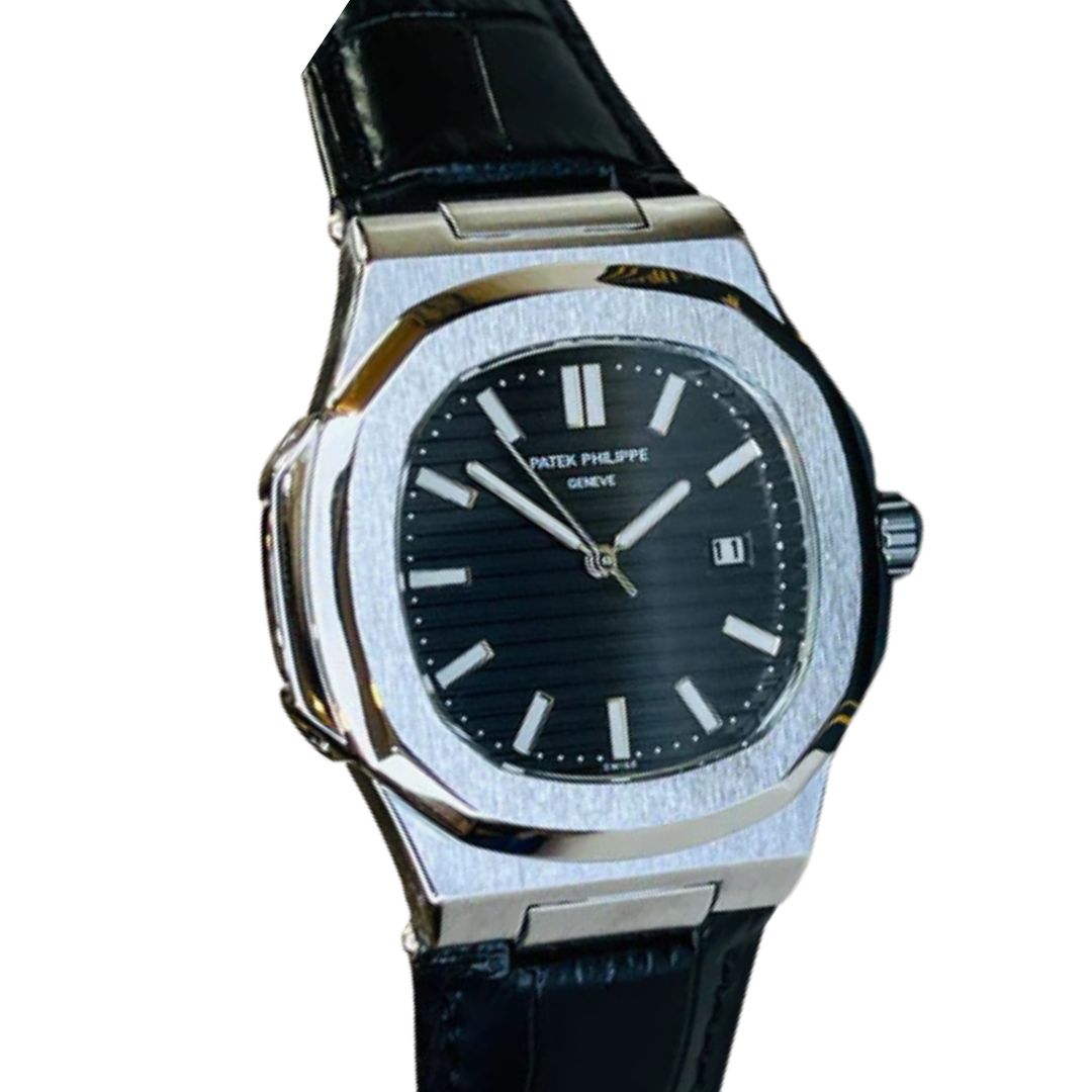 Patek Philippe With Black Dial (Leather Strap)