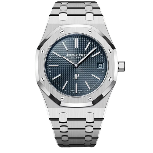 Silver Audemars Piguet With Blue Dial