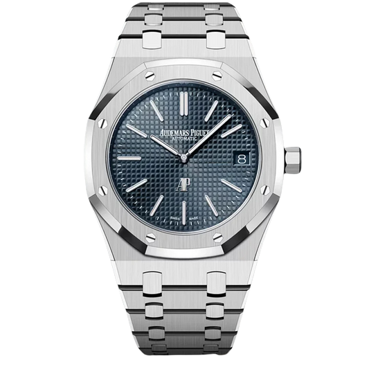 Silver Audemars Piguet With Blue Dial
