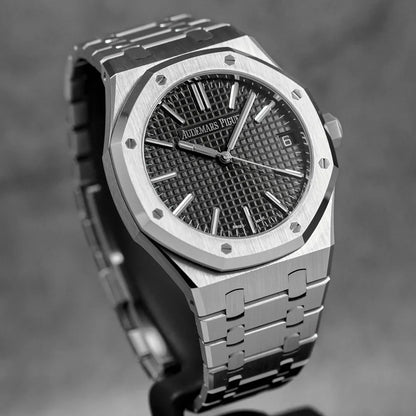 Silver Audemars Piguet With Black Dial