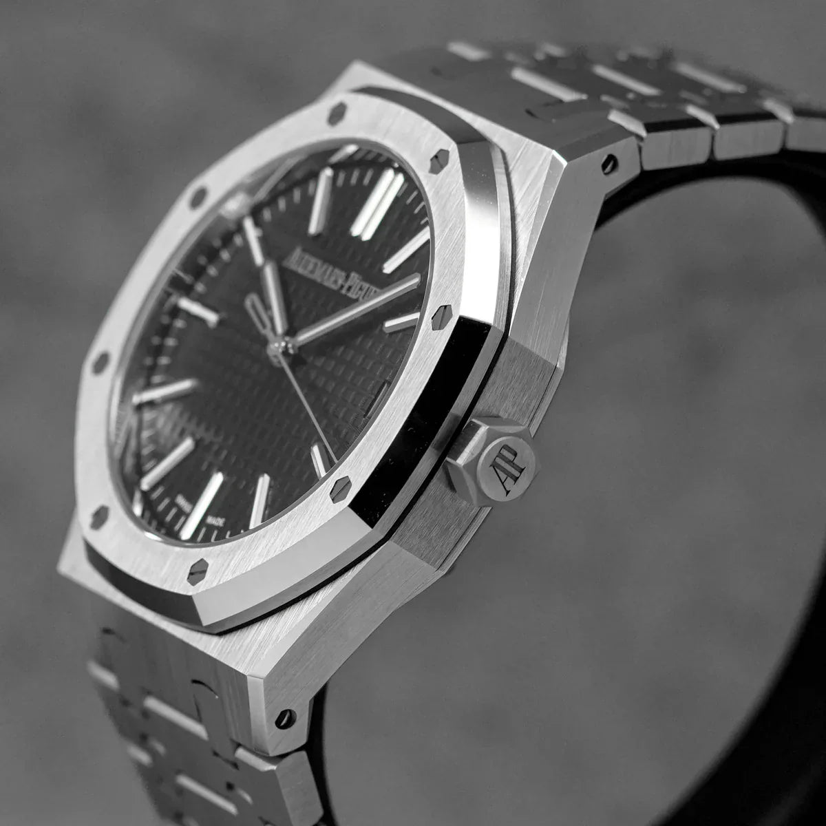 Silver Audemars Piguet With Black Dial